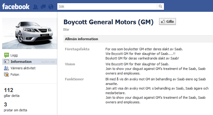 Boycott General Motors Facebook Group