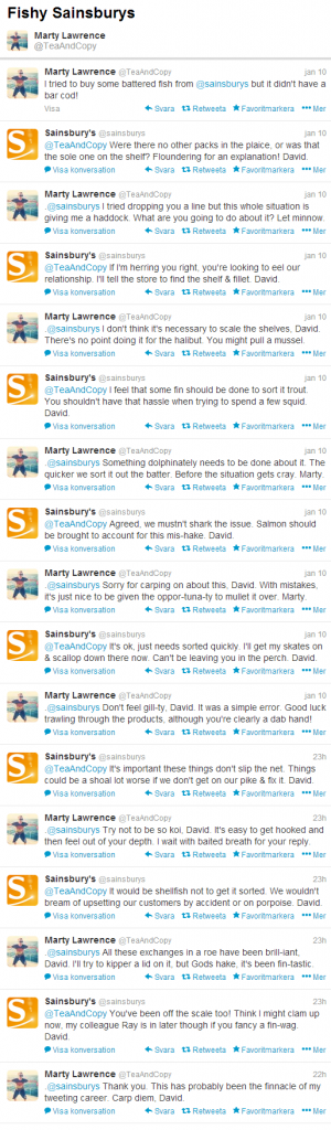 Fishy Sainsburys - clever response on Twitter